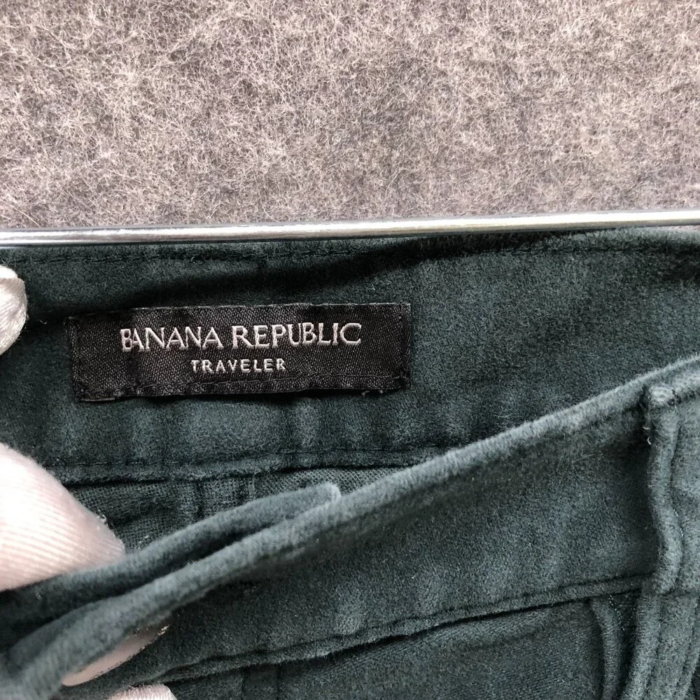 Banana Republic Traveler Pants Mens 34x29‎ Slim Fit Brushed Twill Emerald Green